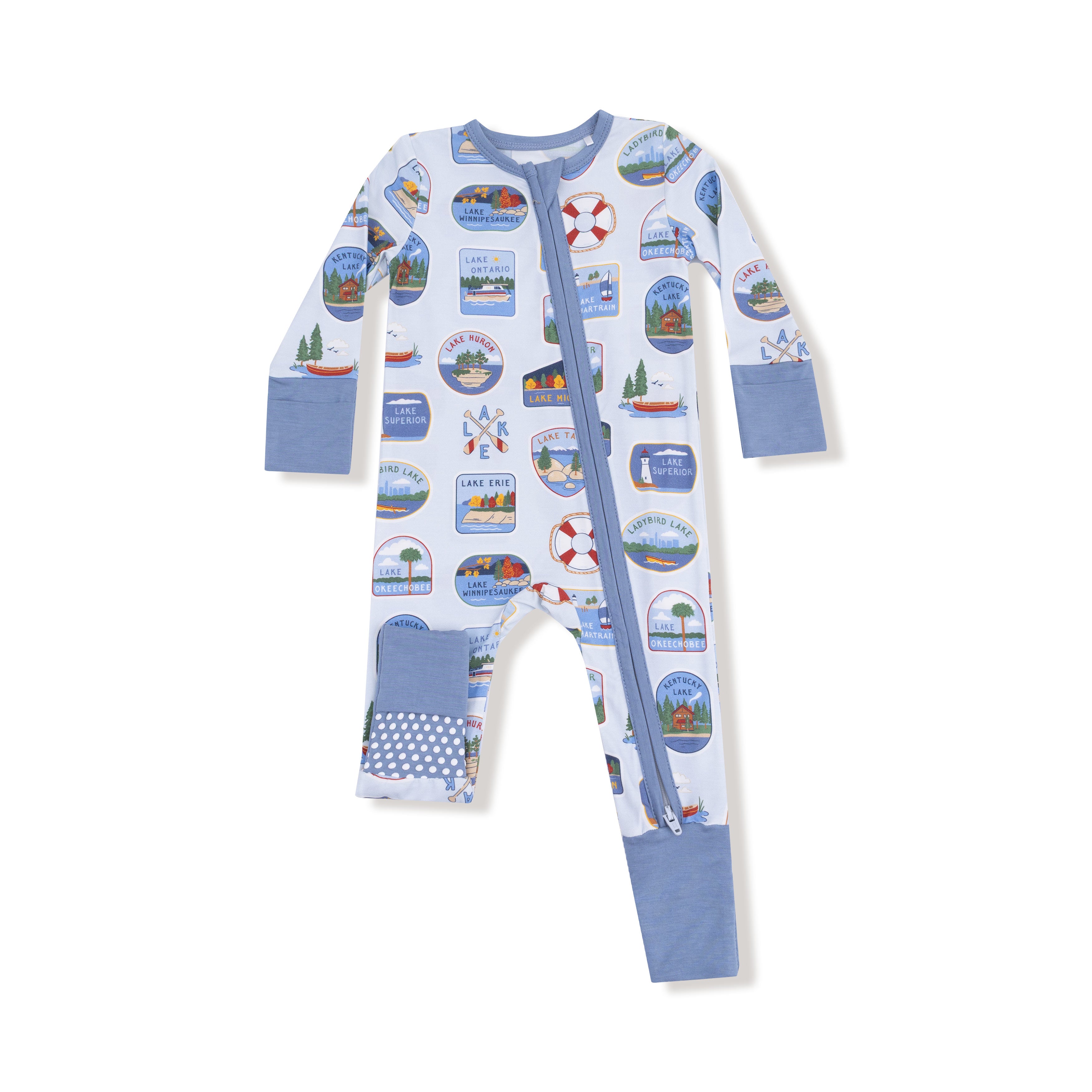 Angel Dear - Lake Stickers 2 Way Zipper Romper