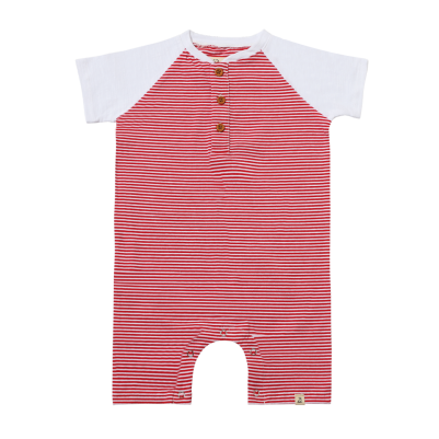 Me & Henry - Afloat Raglan Red & White Stripe Romper