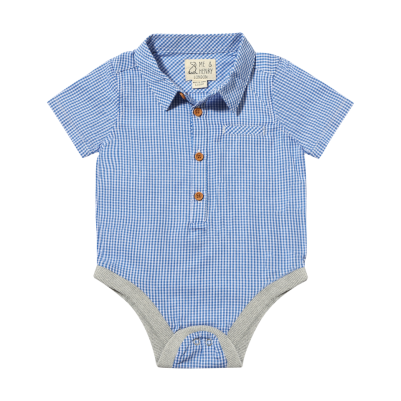 Me & Henry - Helford Royal Micro Plaid Onesie