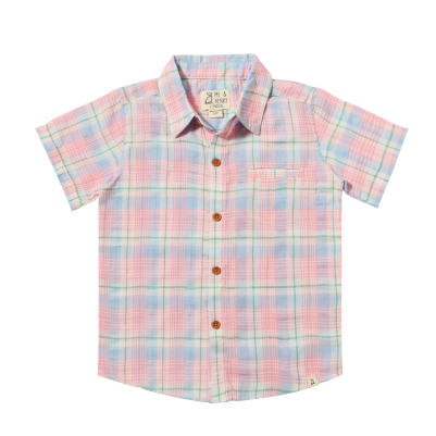 Me & Henry - Newport Woven Shirt Pink & Blue Plaid