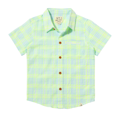 Me & Henry - Newport Shirt Green & Neon Plaid