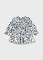 Mayoral Girls Printed Velvet Dress - Blue Bell