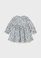 Mayoral Girls Printed Velvet Dress - Blue Bell