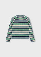 Mayoral Ribbed Mock Turtleneck - Striped Salvia
