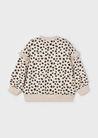 Mayoral Girls Leopard Print Ruffle Sleeve Pullover