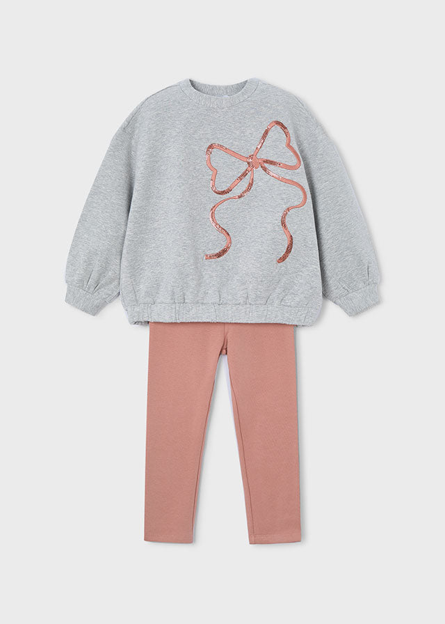 Mayoral - Sequin Bow Sweatshirt and Leggings Set