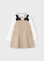 Mayoral Girls Toasted Almond Pinafore Dress Set