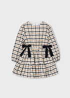 Mayoral Girls Black and Toasted Almond Plaid Dress
