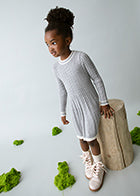 Mayoral Girls Grey and Cream Cable Knit Sweater Dress