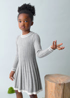 Mayoral Girls Grey and Cream Cable Knit Sweater Dress
