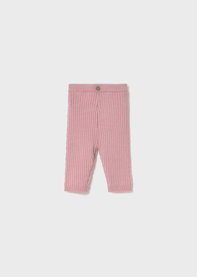 Mayoral Newborn - Pink Ribbed Knit Leggings