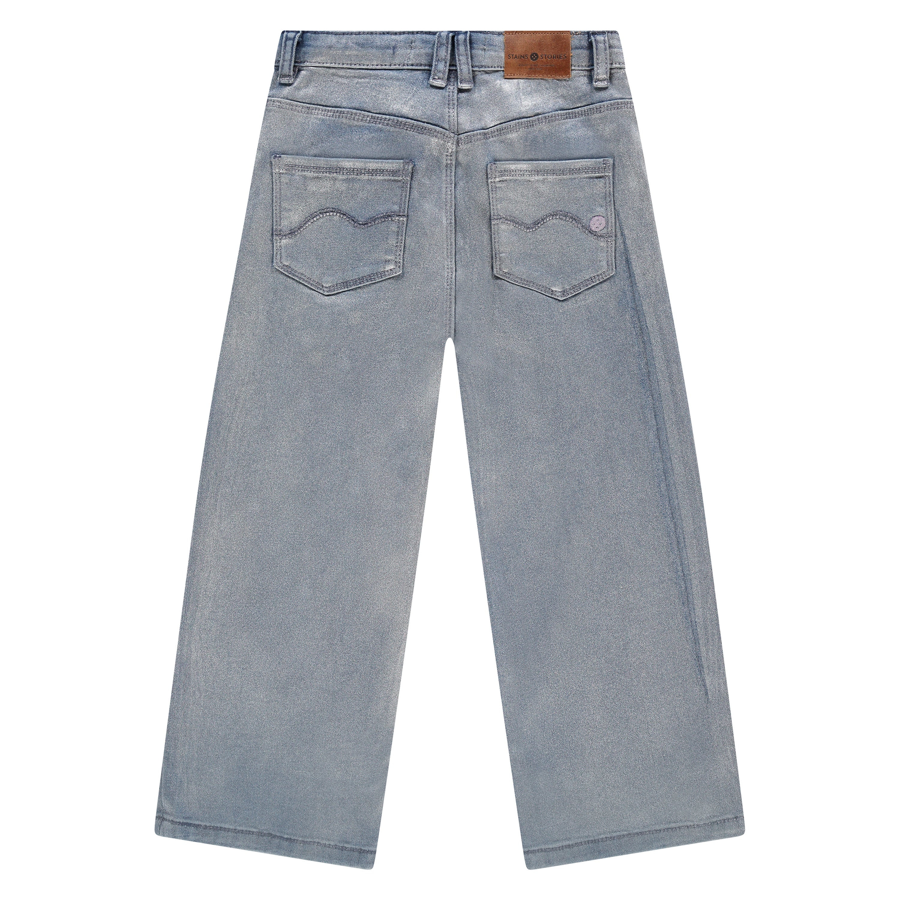 Stains & Stories - Girls Silver Coated Wide Legged Denim