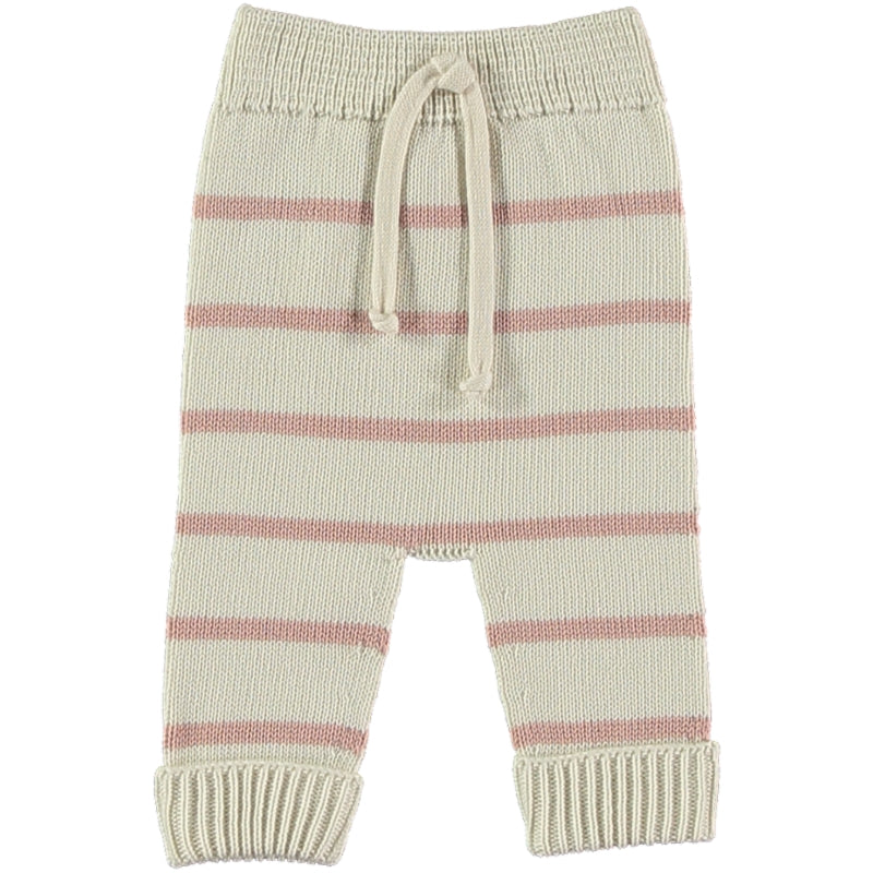 Layette Set - Pale Rose Knit Top & Cream and Pale Rose Striped Knit Leggings