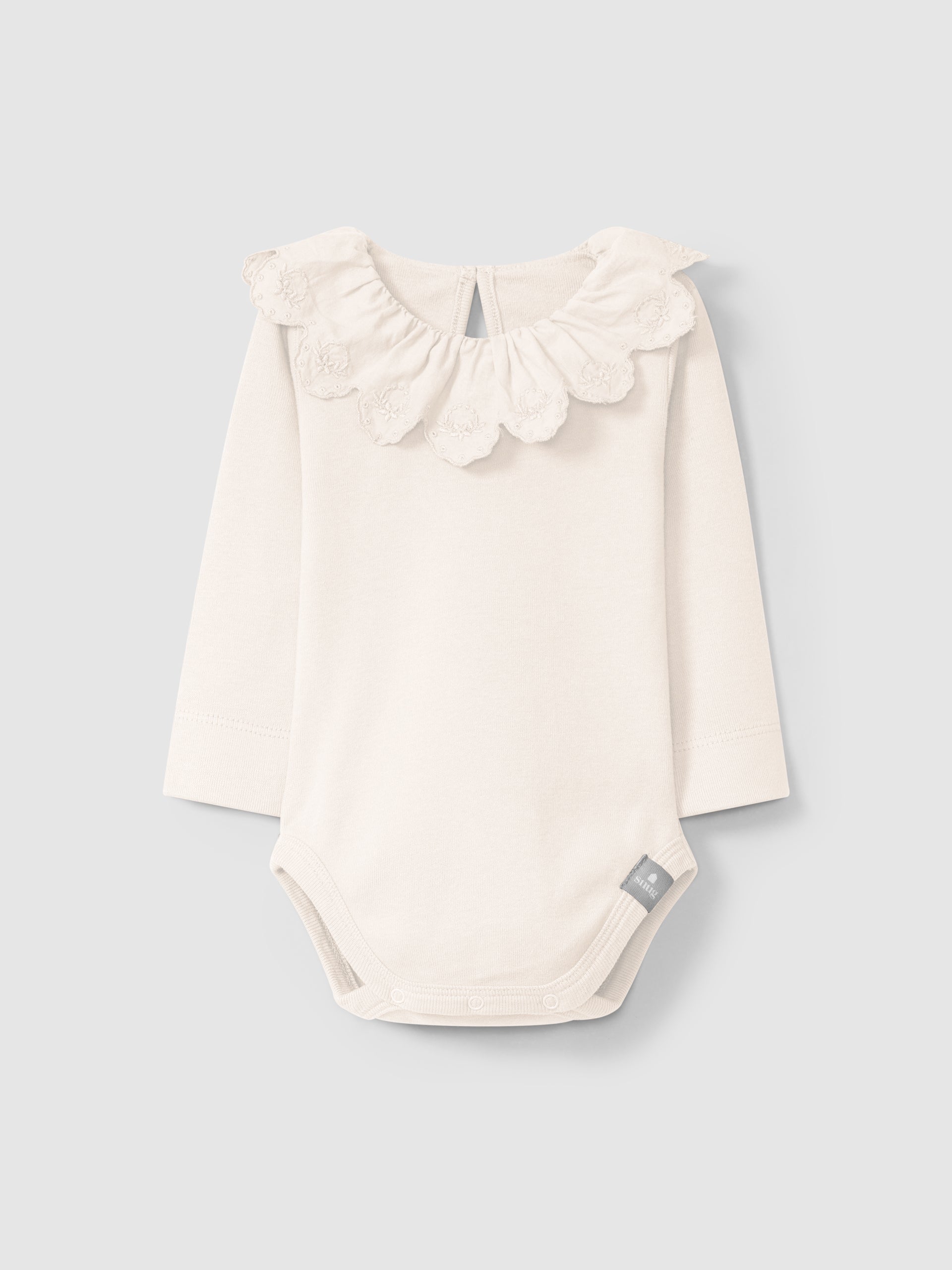 Baby Girls Long Sleeve Onesie with Scalloped Collar