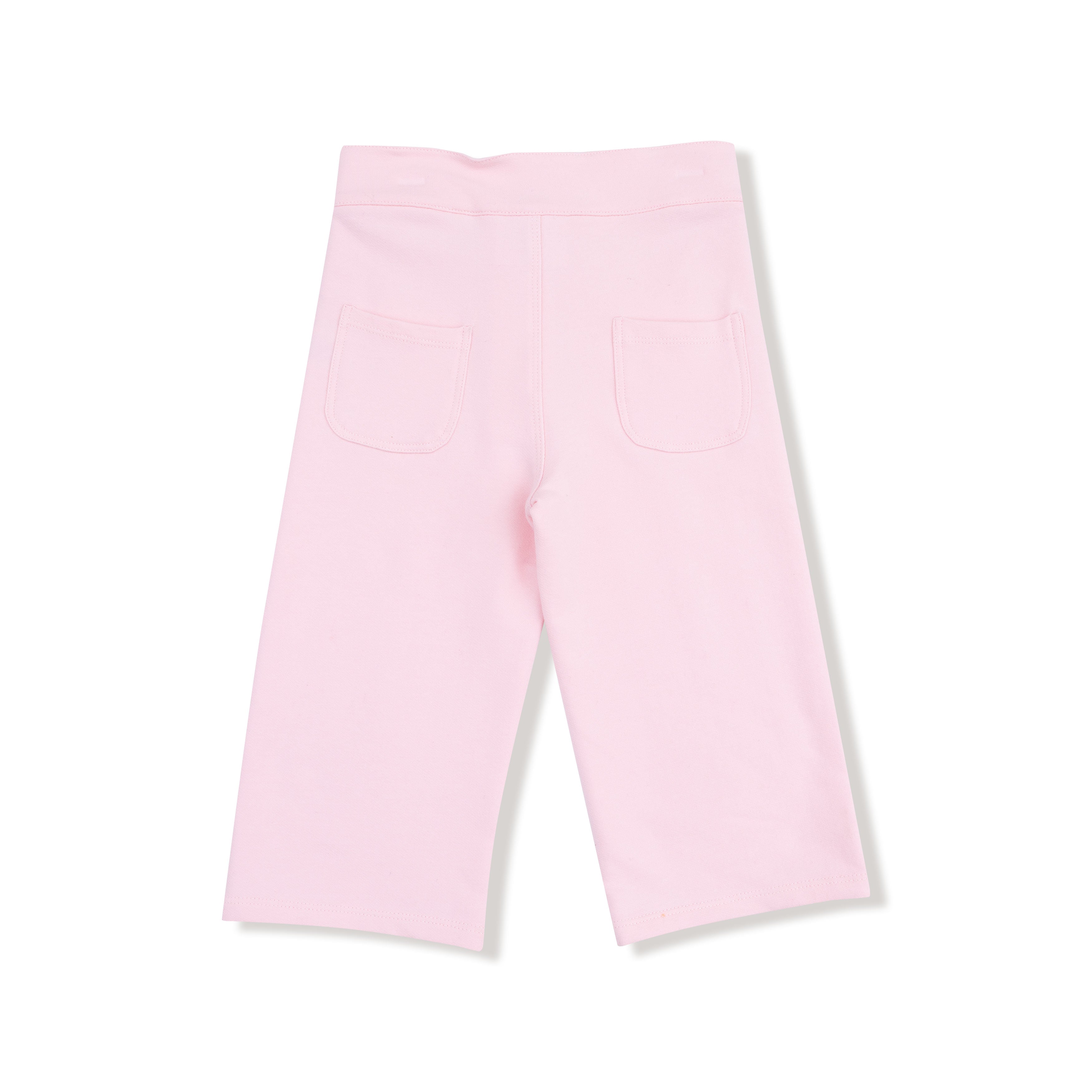 Angel Dear - Pink French Terry Sport High Waisted Wide Leg Pant with Button Fly