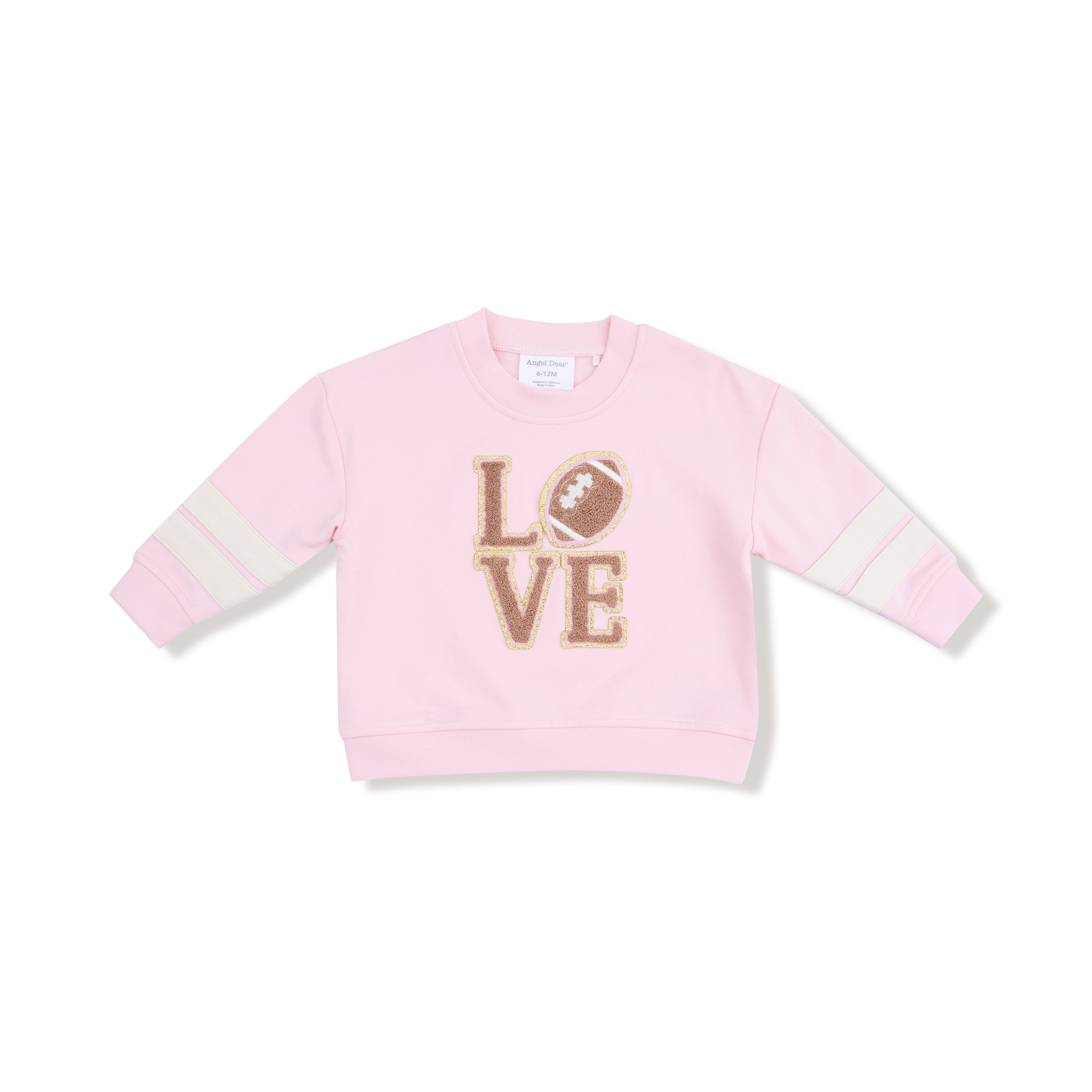 Angel Dear - French Terry Pink Varsity Drop Sleeve Sweatshirt