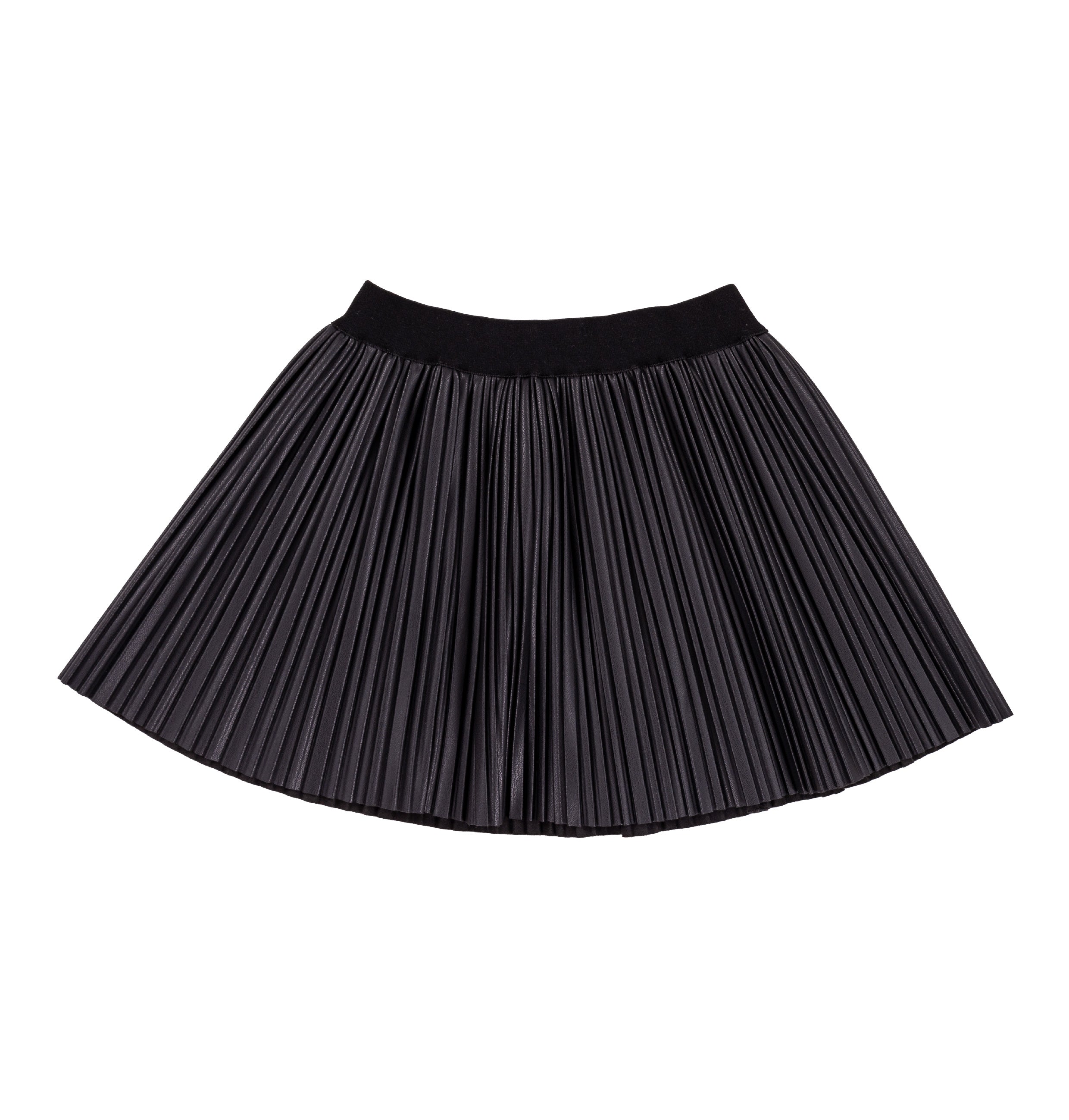 Black Pleated Eco Leather Skirt