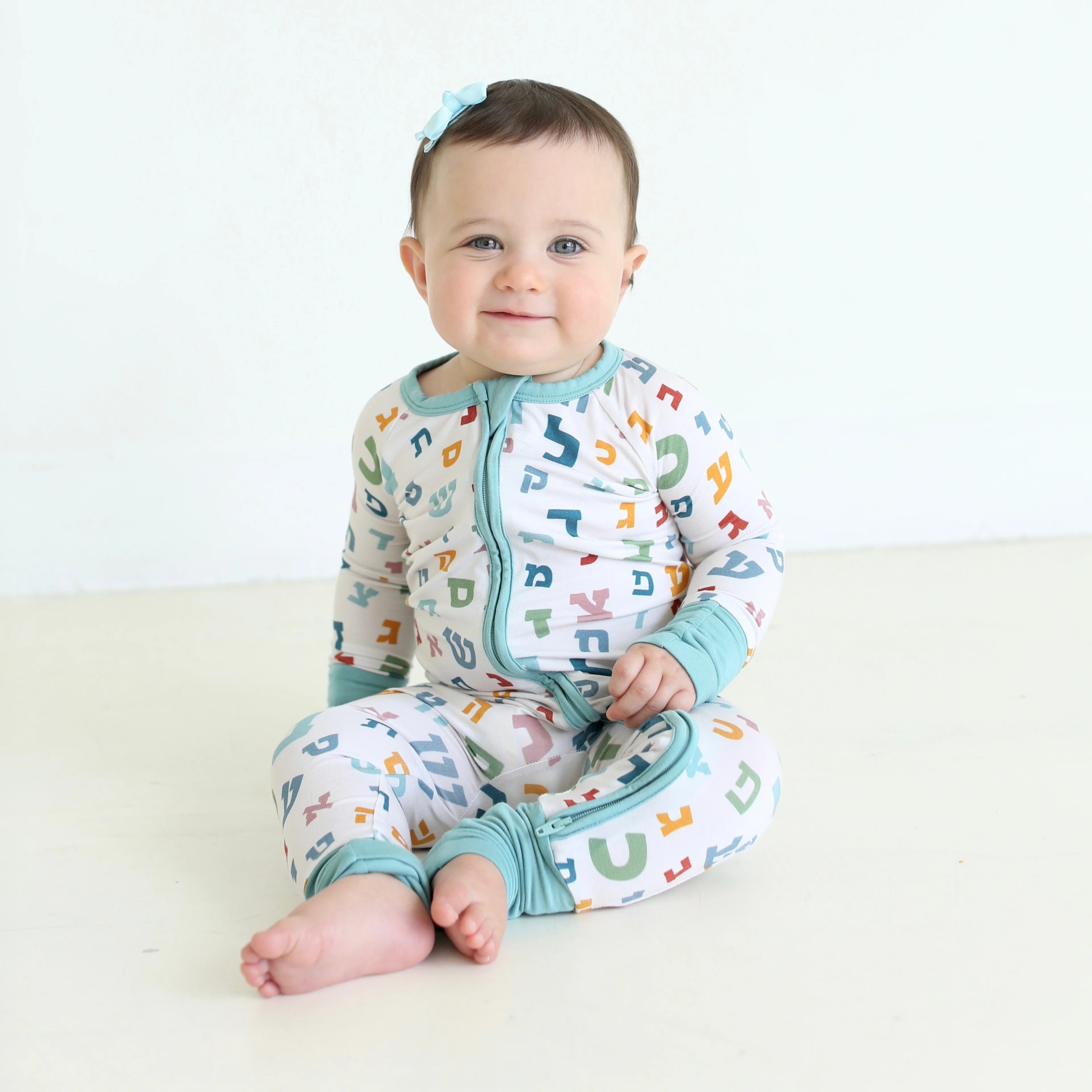 Shiloh & Kate - Aleph Bet Zipper Onesie
