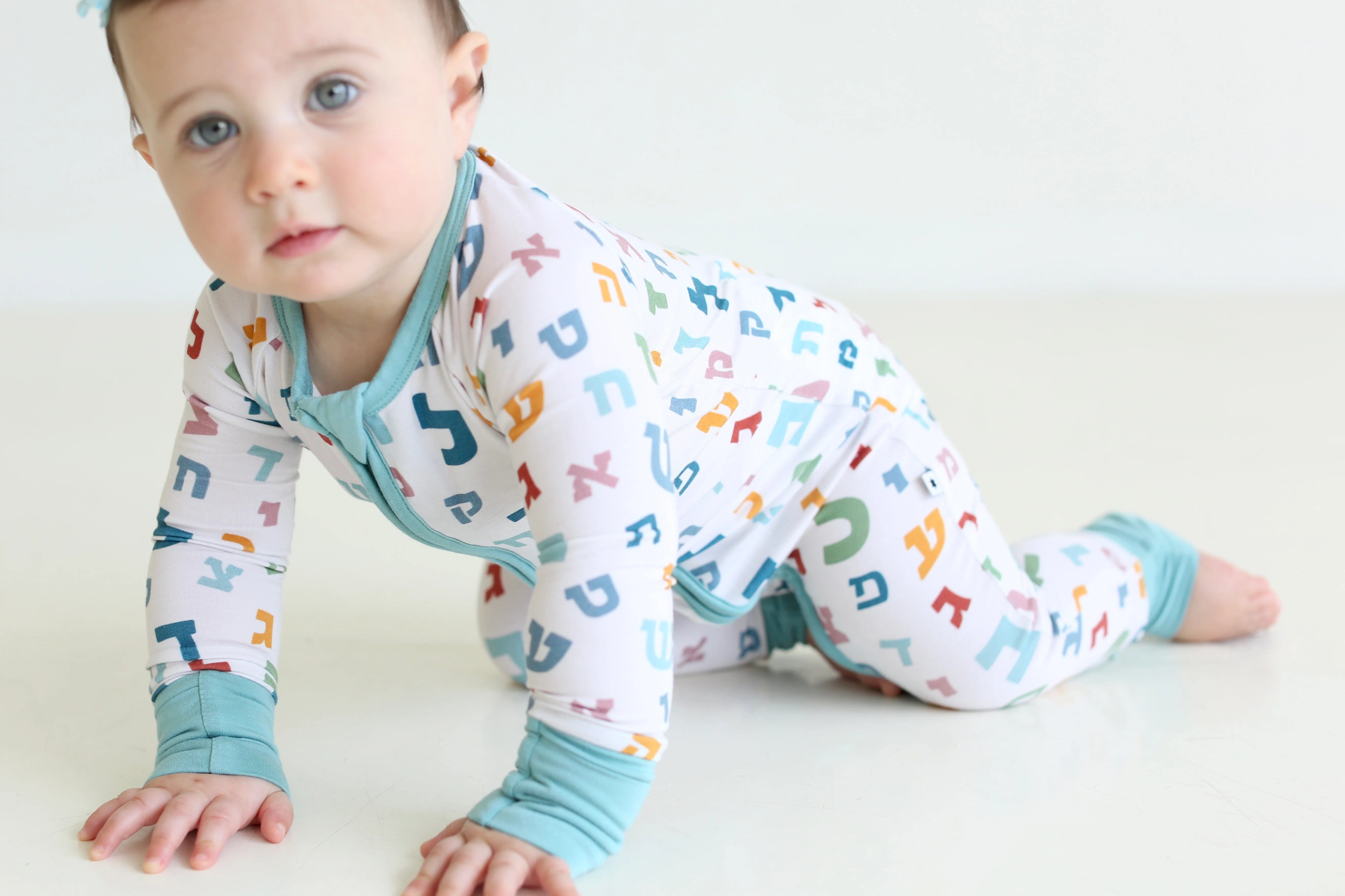 Shiloh & Kate - Aleph Bet Zipper Onesie
