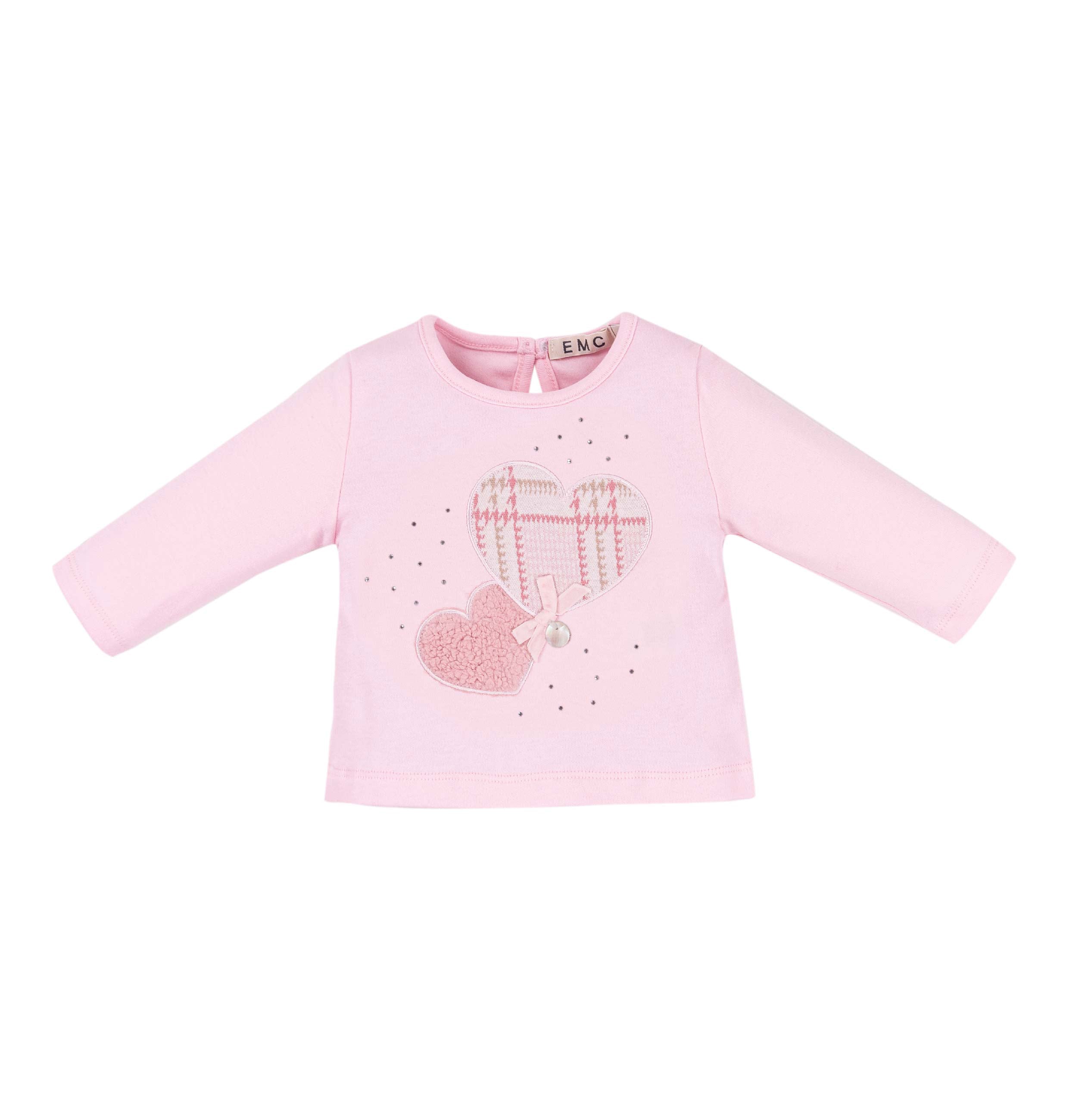 Baby Girls Pink Interlocking Heart Sweatshirt