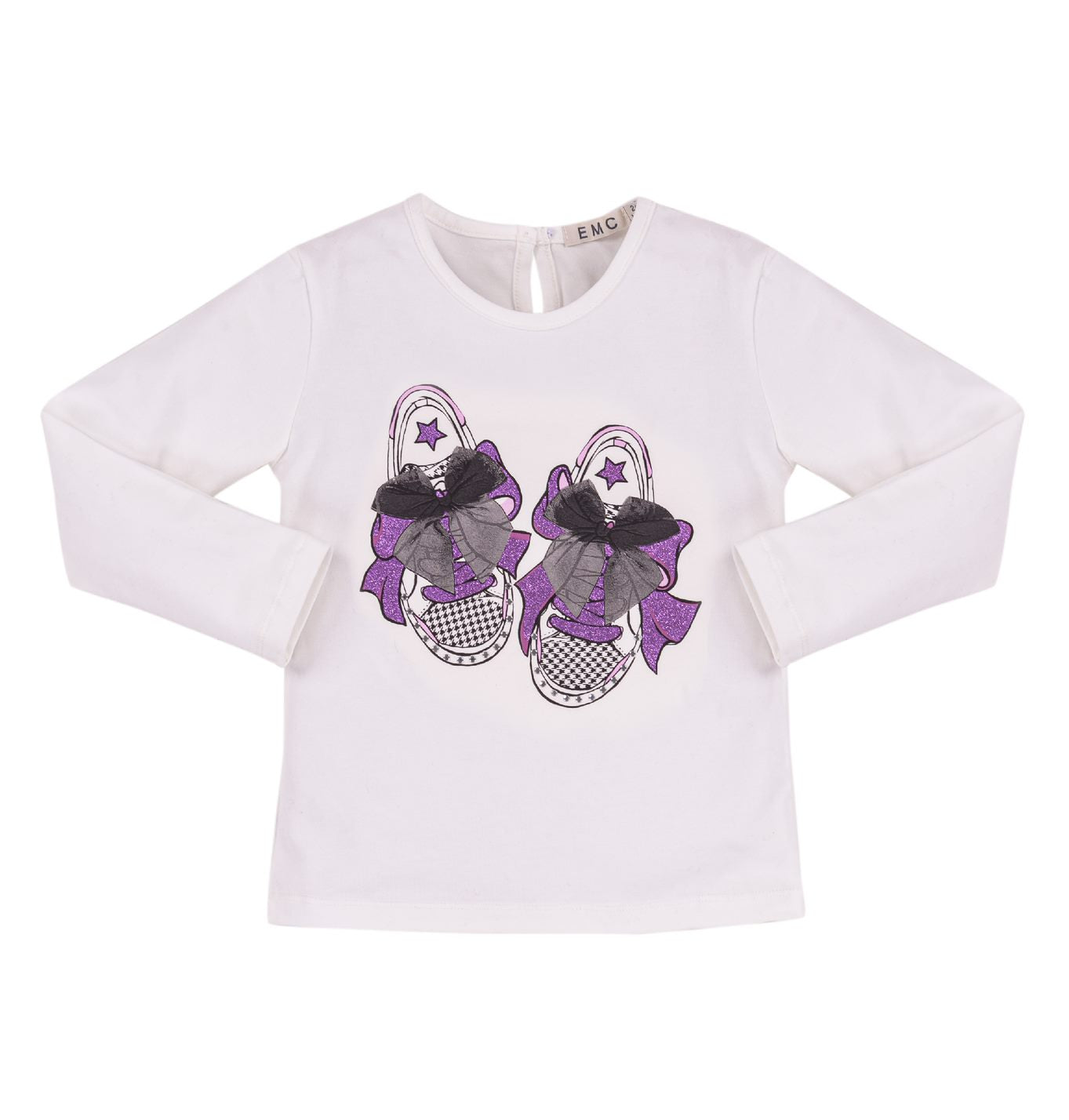 Girl's Stretch Jersey T-Shirt with Purple Sneakers