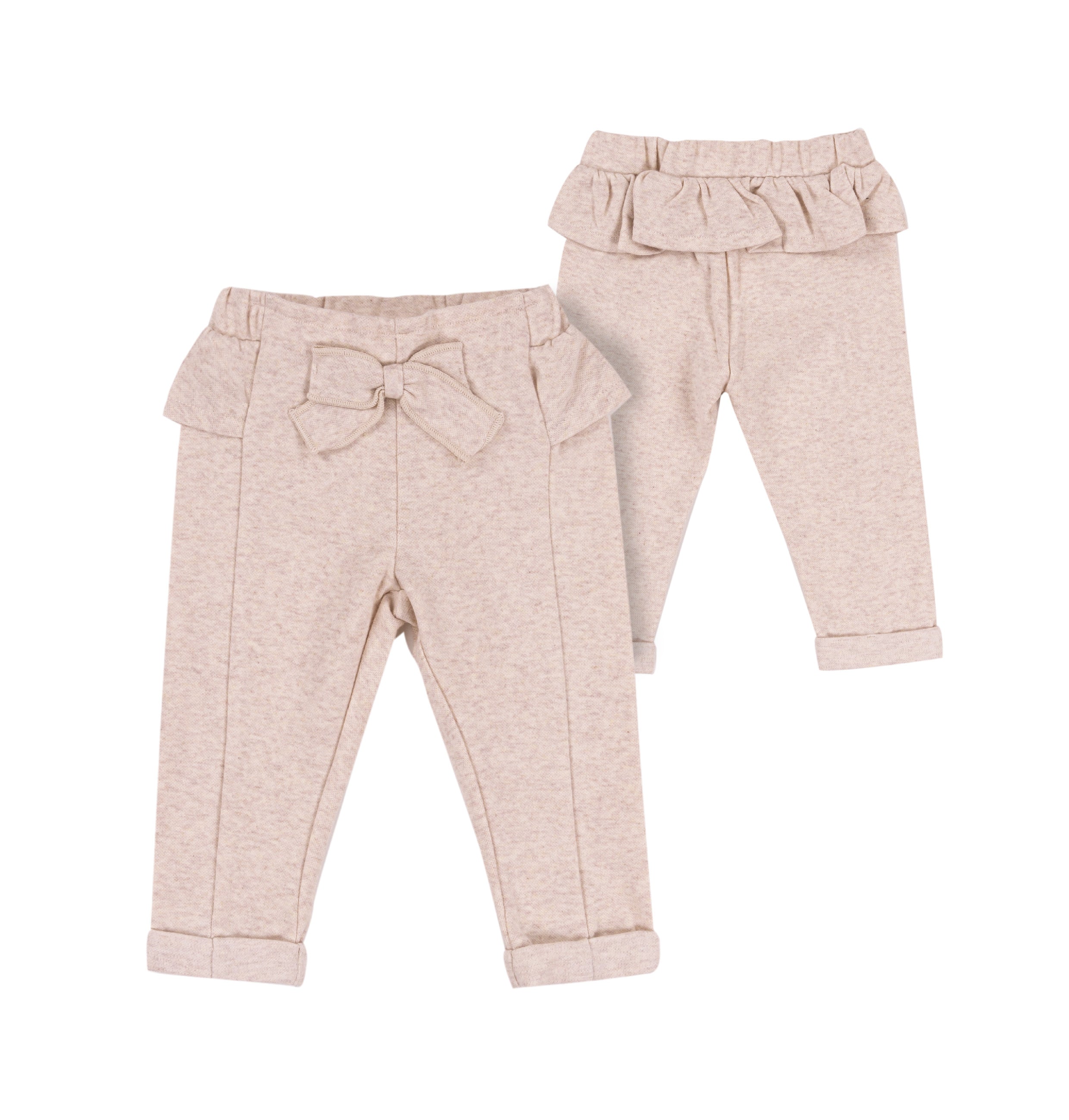 Girl's Knit Pants with Ruffle Butt and Bow Detail