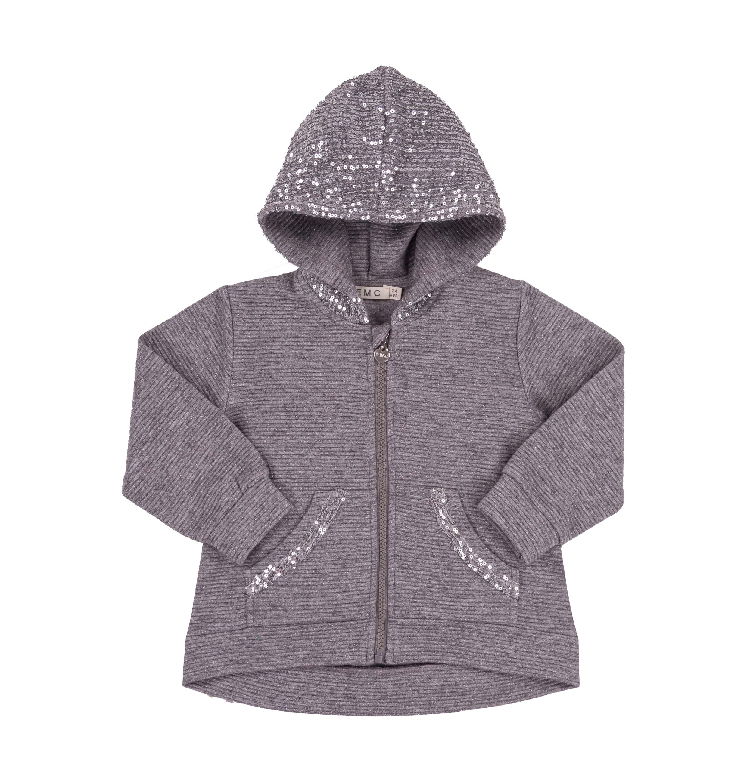 Girl's Fleece Zip Hoodie with Sequin Detail