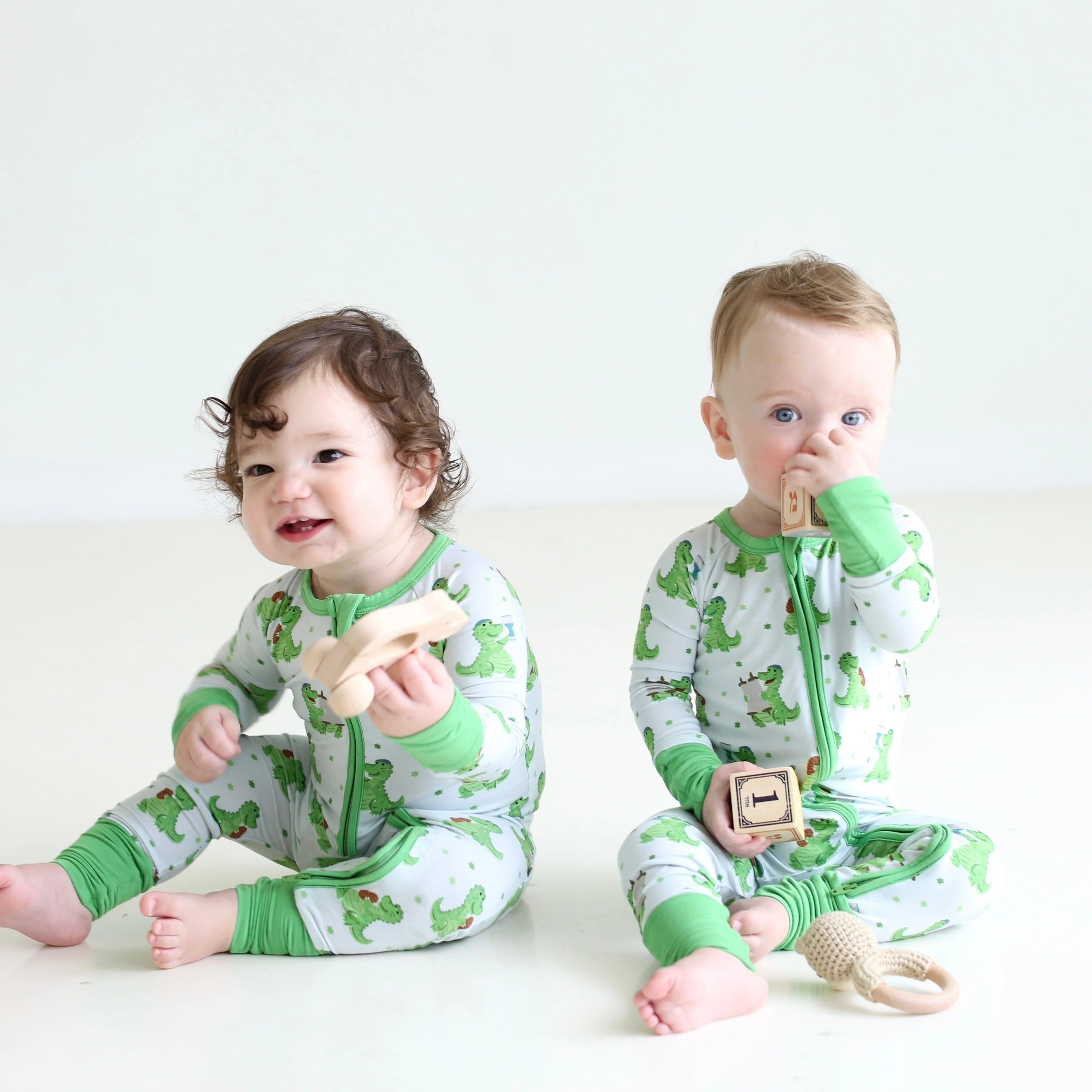 Shiloh & Kate - Dino Shabbat Zipper Onesie