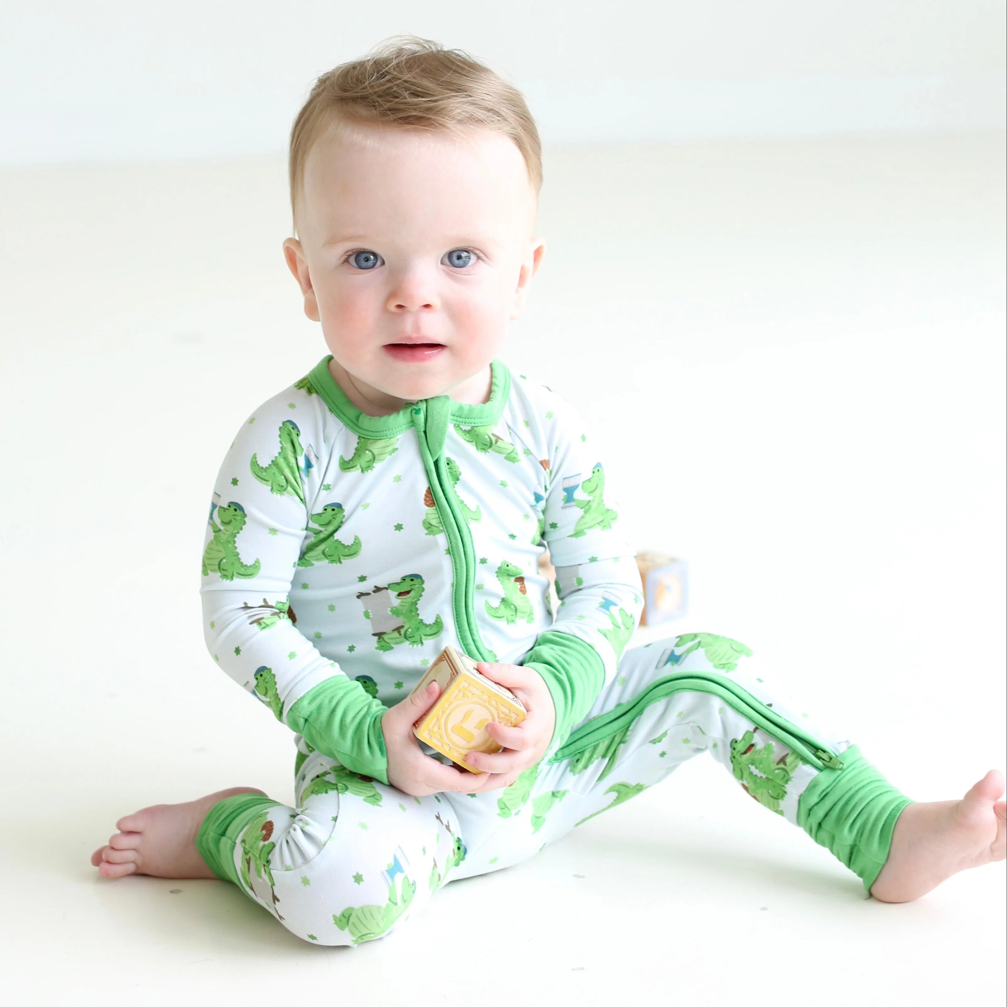Shiloh & Kate - Dino Shabbat Zipper Onesie