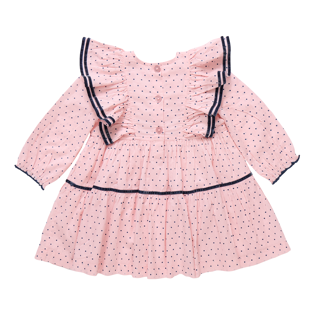Pink Chicken - Girls Raphaela Dress - Strawberry Cream Polka Dot