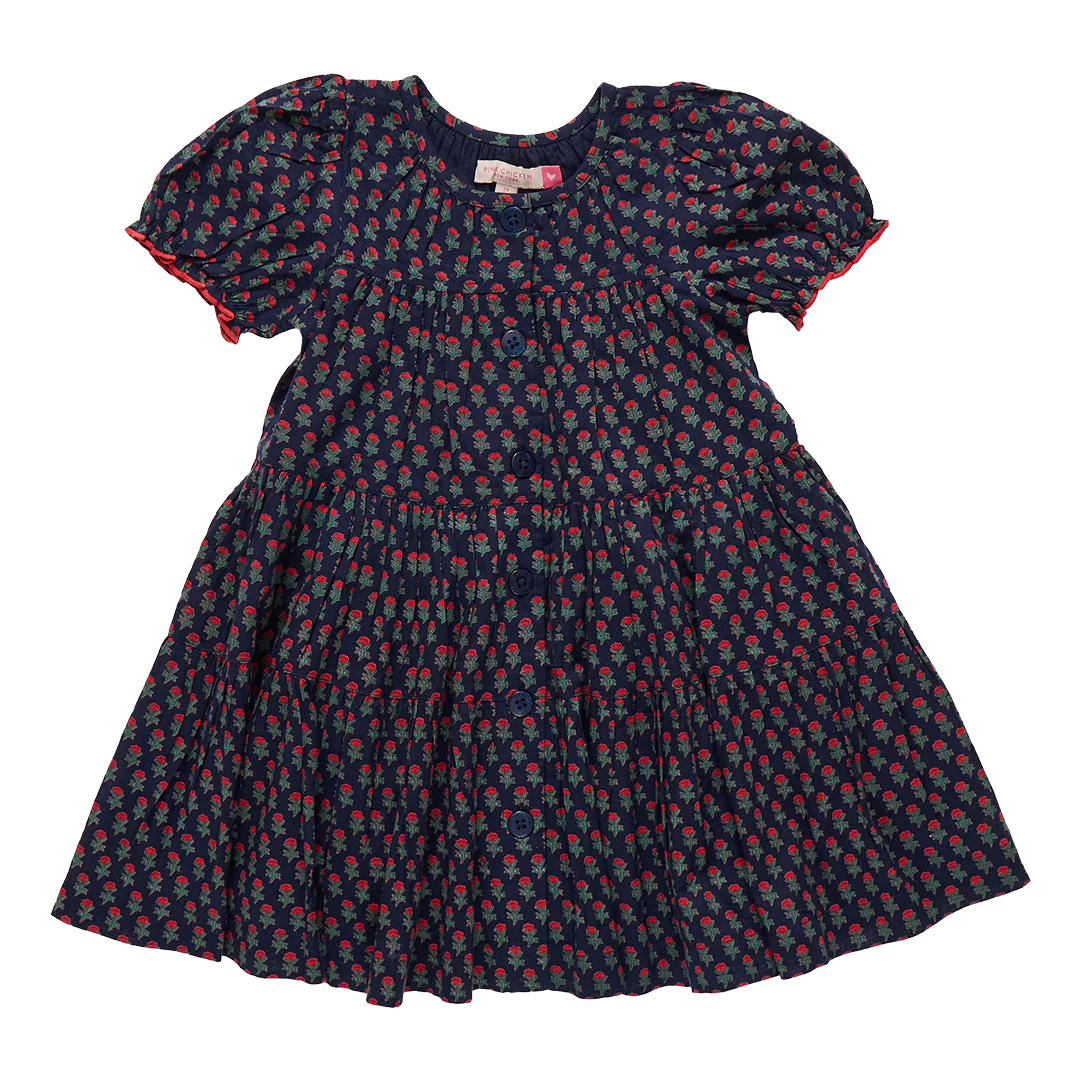 Pink Chicken Girls Elizabeth Dress - Navy Carnation