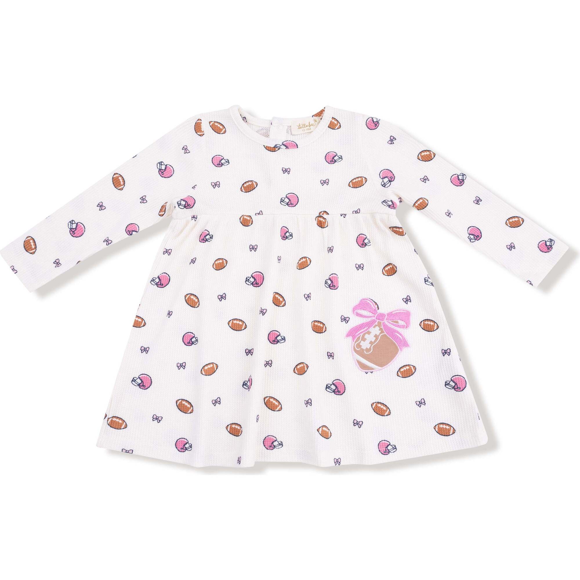 Angel Dear - Footballs and Bows Simple Dress & Bloomer