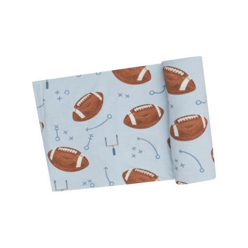 Footballs Blue - Swaddle Blanket