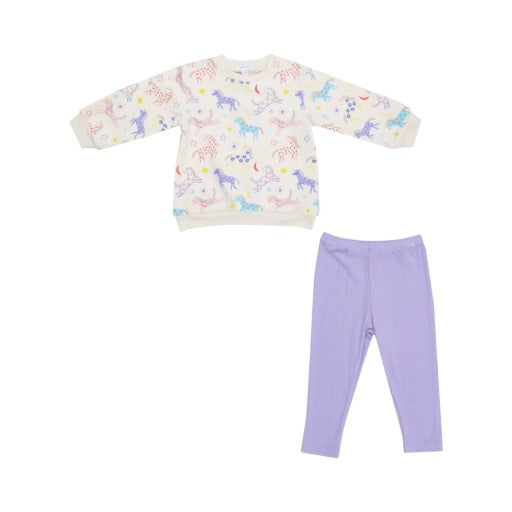 French Terry Fun Unicorns - Puffy Oversized Sweatshirt And Rib Legging