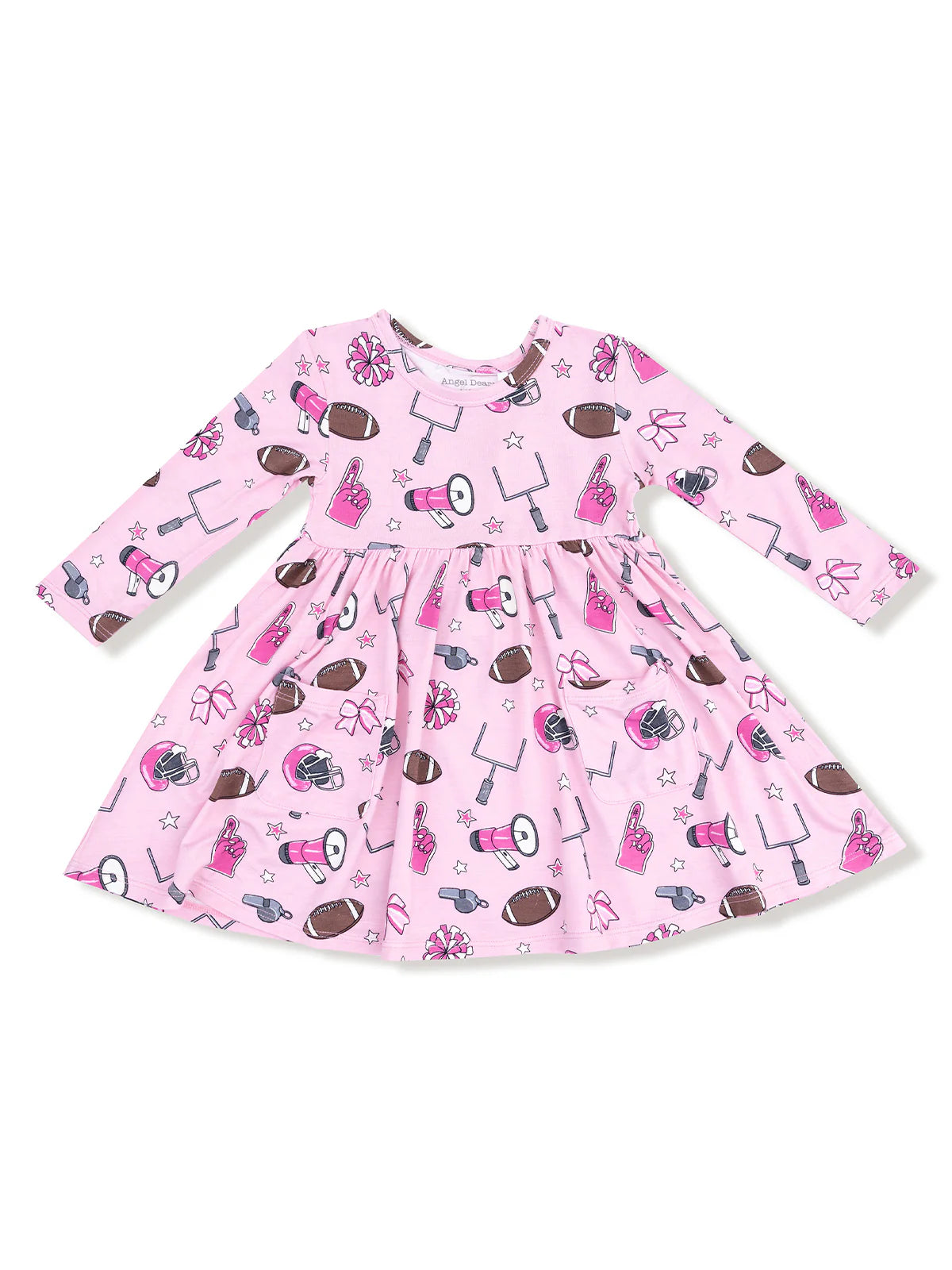 Angel Dear - Game Day Pink Twirly Long Sleeve Dress