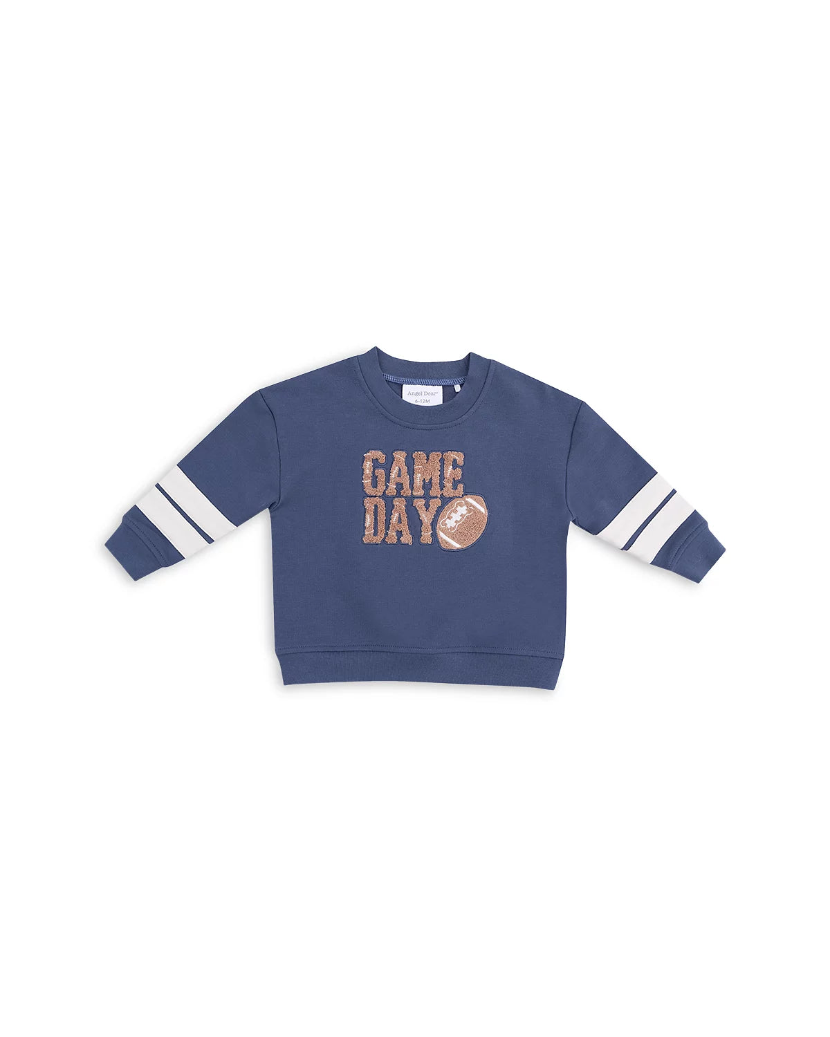 Angel Dear French Terry Sport Varsiry Drop Sleeve Sweatshirt with Varsity Stripes