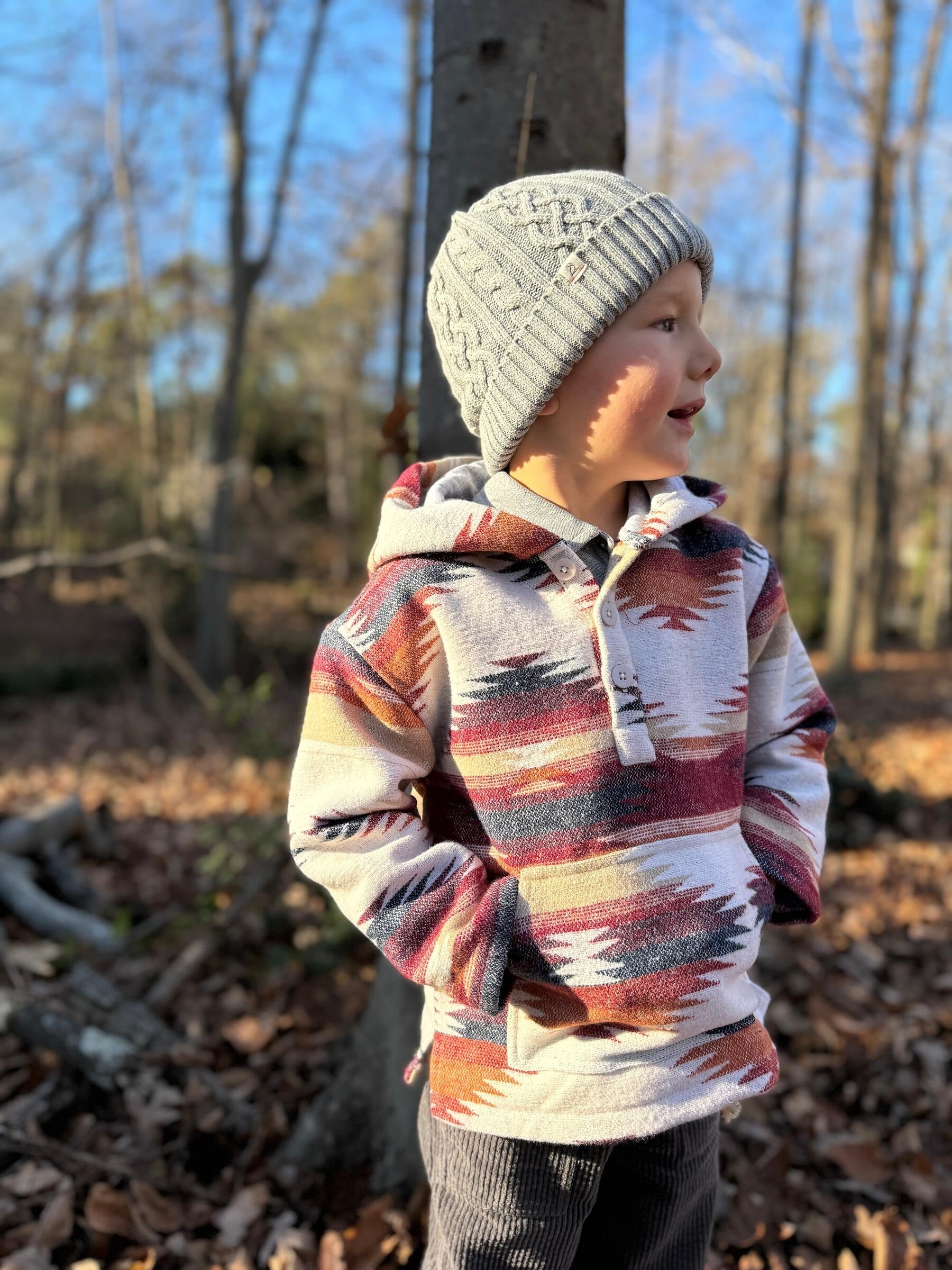 Burgundy Aztec Hooded Jacket