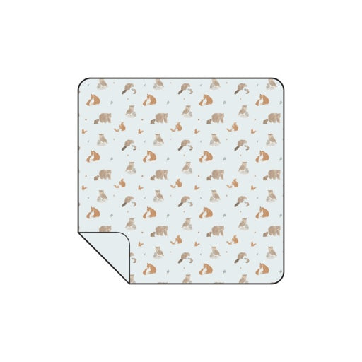 Mixed Woodland Animals Blue - Swaddle Blanket