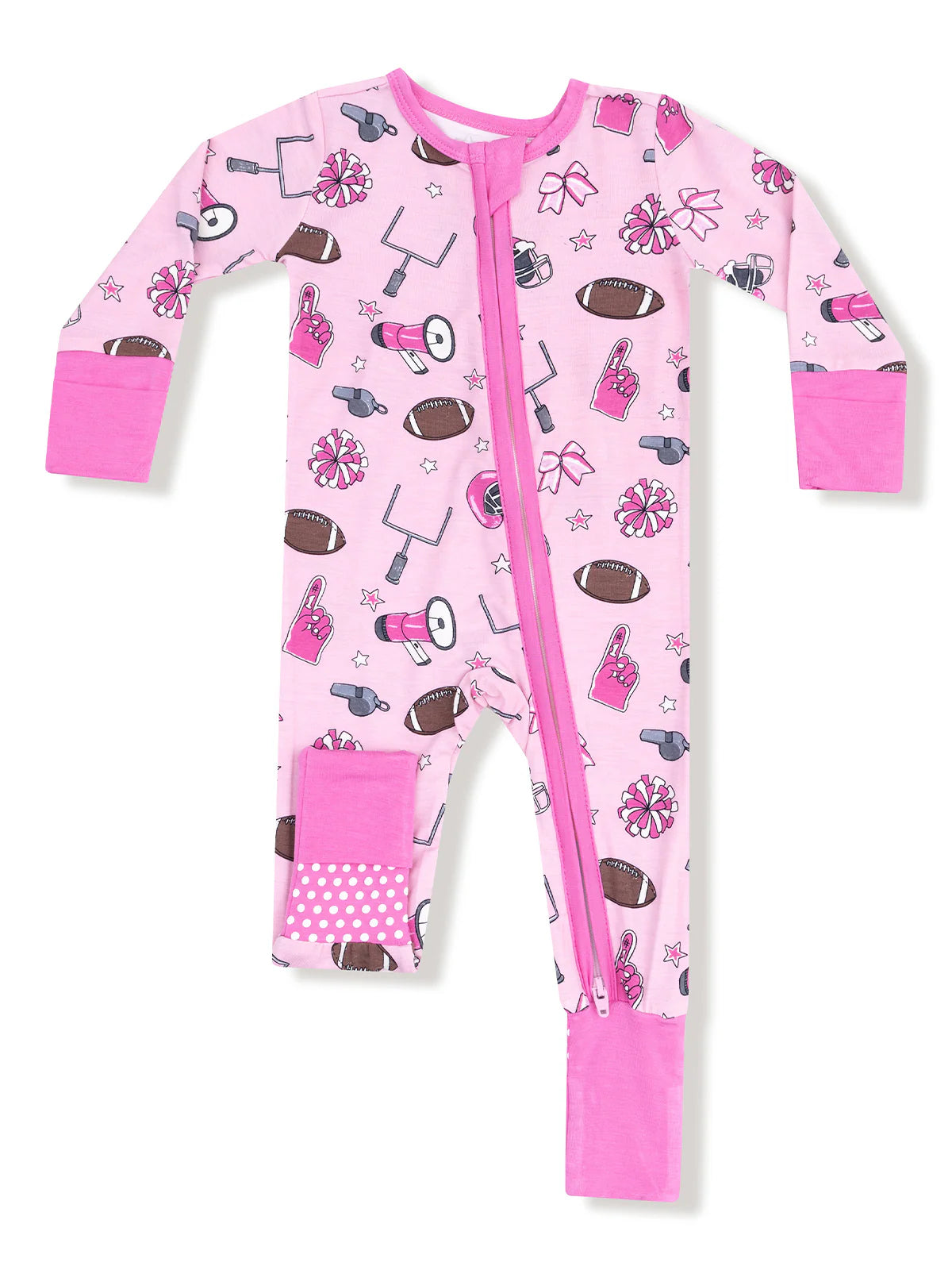 Angel Dear - Game Day Pink 2 Way Zipper Romper