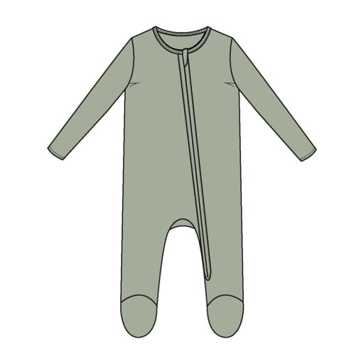 Ribbed Desert Sage - 2 Way Zipper Footie