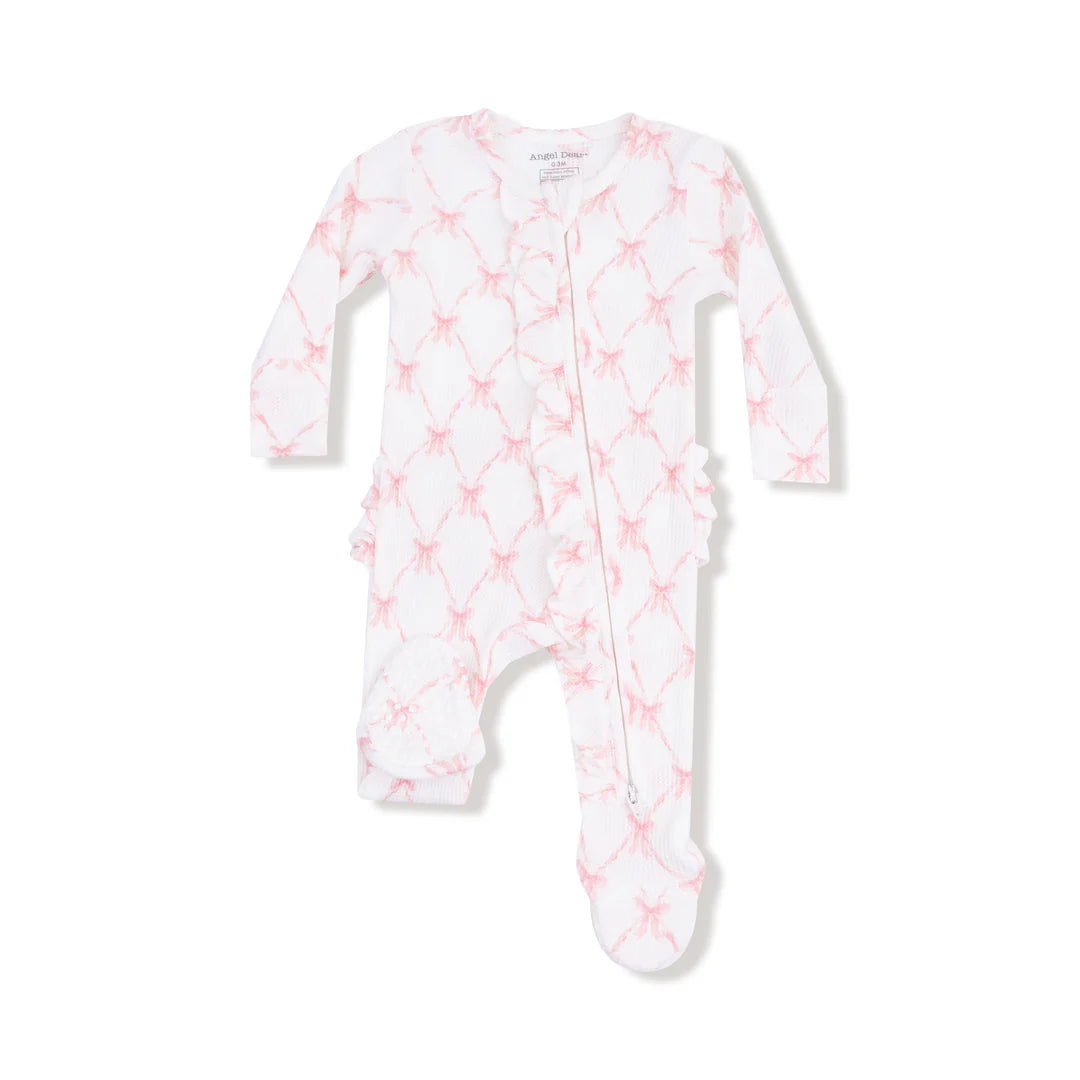 Angel Dear - Ribbon Bow Trellis 2 Way Ruffle Zipper Footie
