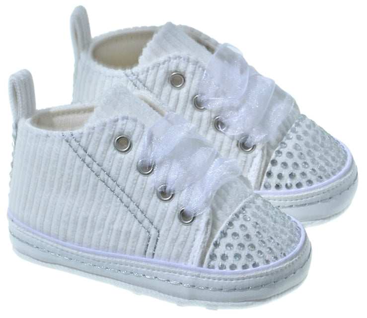EMC - White Rhinestone Baby Shoes