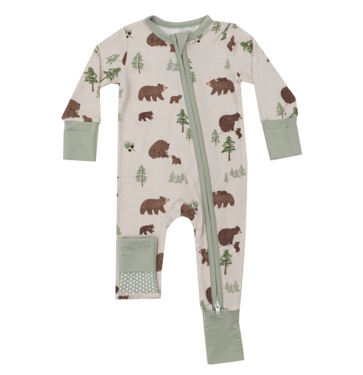 Sweet Brown Bears - 2 Way Zipper Romper