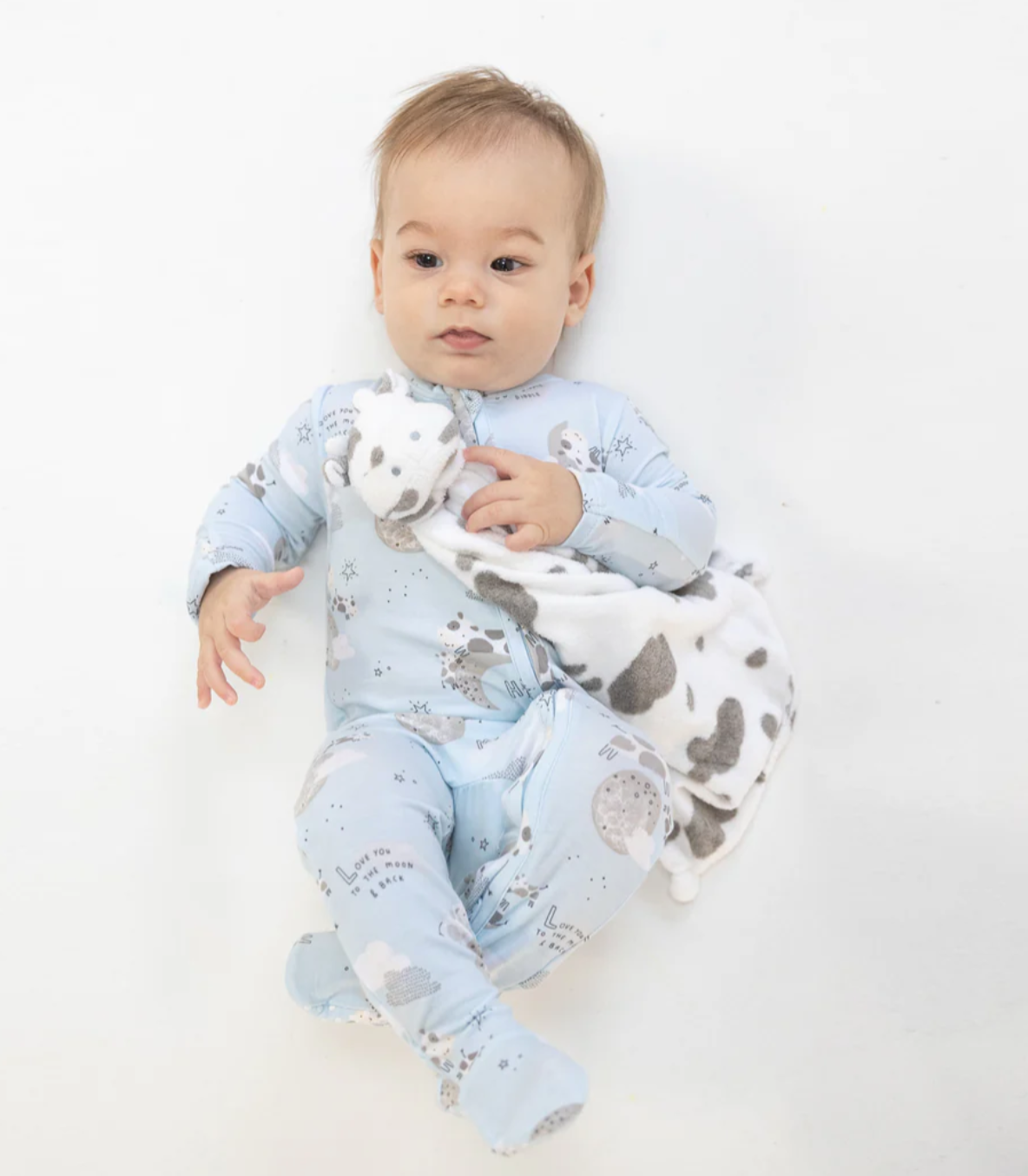 I Love You To The Moon Cows - 2 Way Zipper Footie