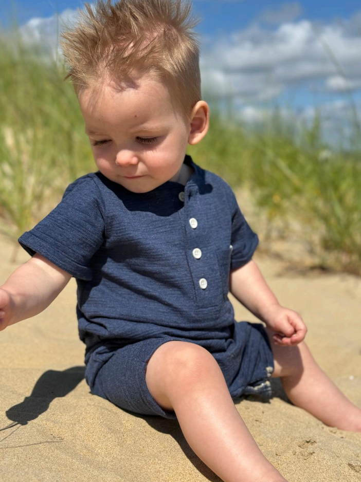 Me & Henry - Camborne Henley Ribbed Romper