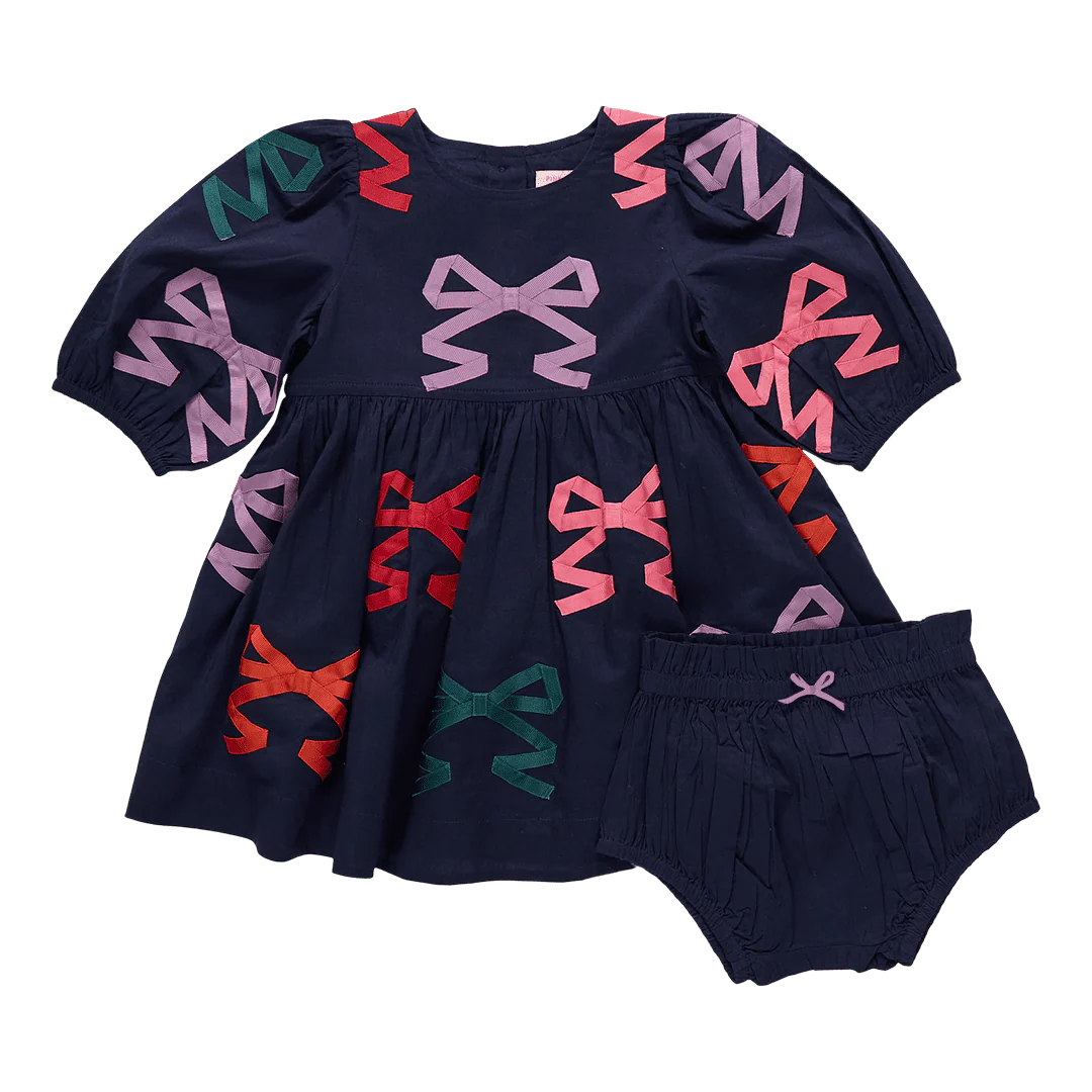 Pink Chicken - Baby Girls Multi Bow Applique Brook Dress Set