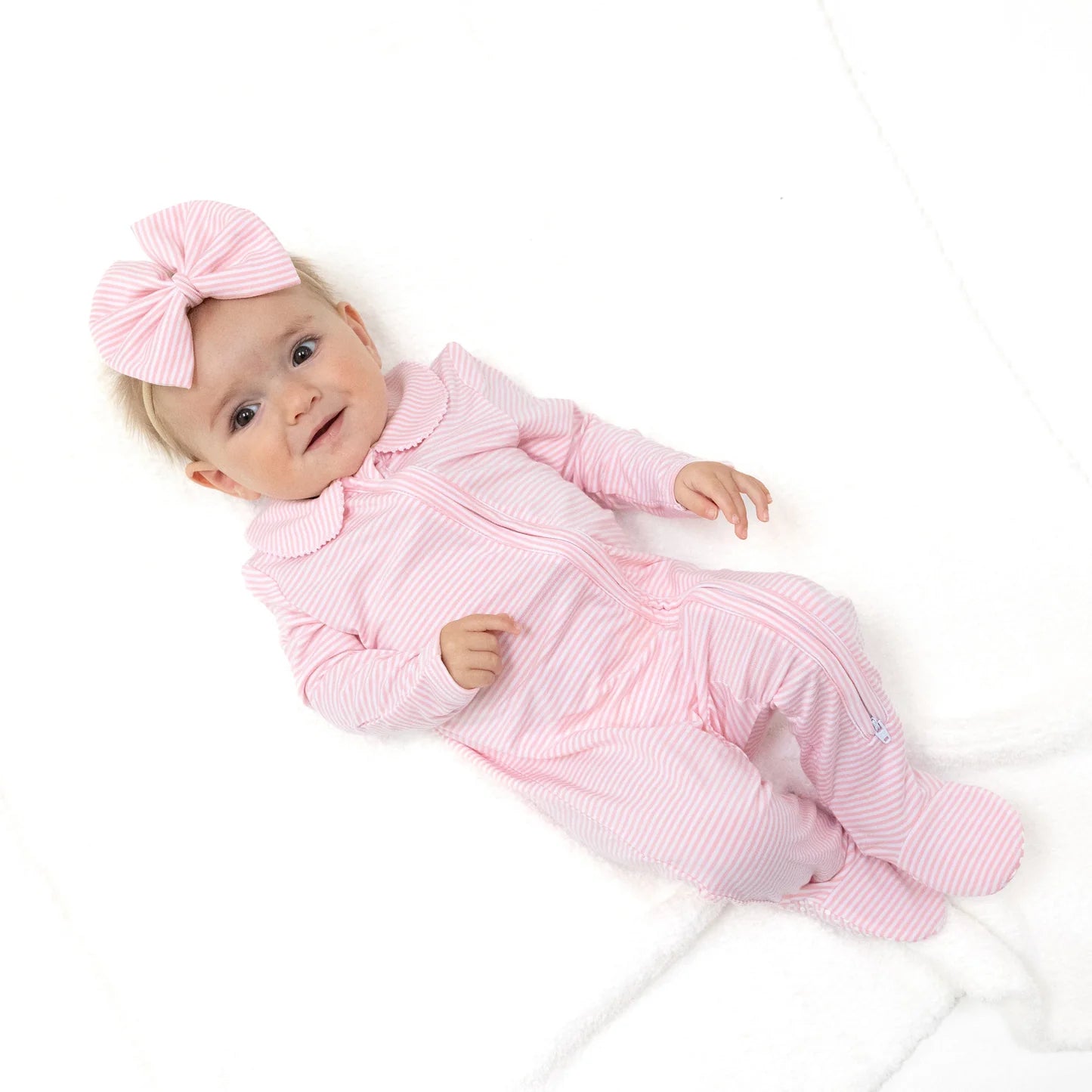 Angel Dear - Pink Striped Peter Pan 2 Way Zipper Footie