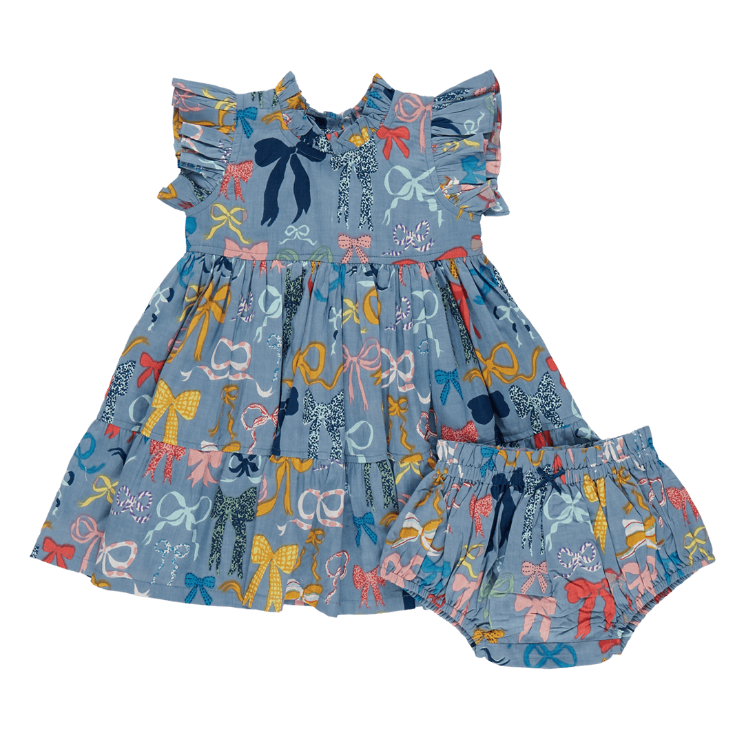 Baby Girls Jennifer Dress Set - Bows on Bows