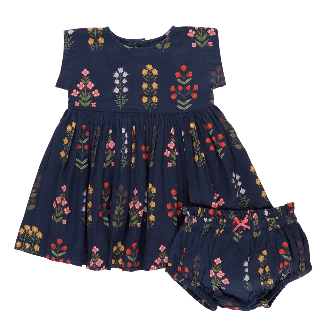 Baby Girls Marie Dress Set - Navy Field Floral