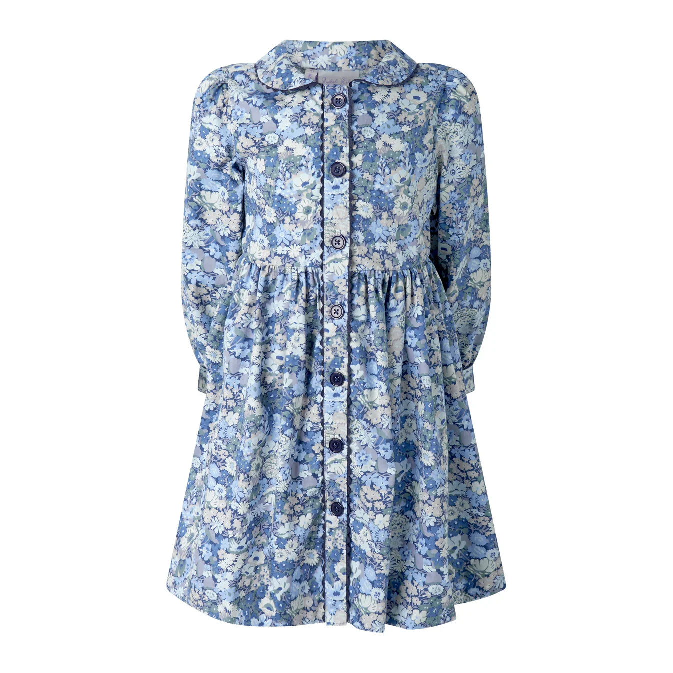 Rachel Riley - Blue Button Front Floral Print Dress